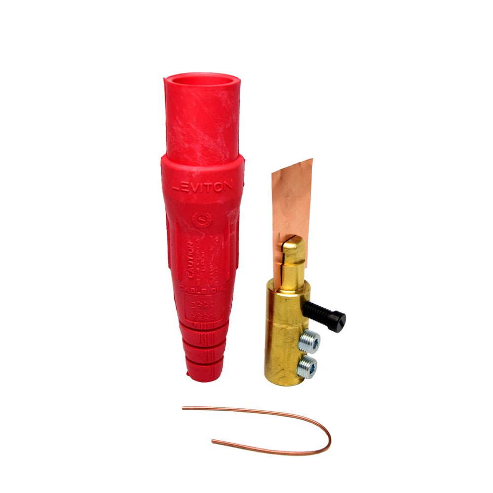 CONECTOR UNIPOLAR MACHO 400A 600V 2 TORNILLOS FIJACIoN 1/0-4/0 ROJO 16D24-UR LEVITON