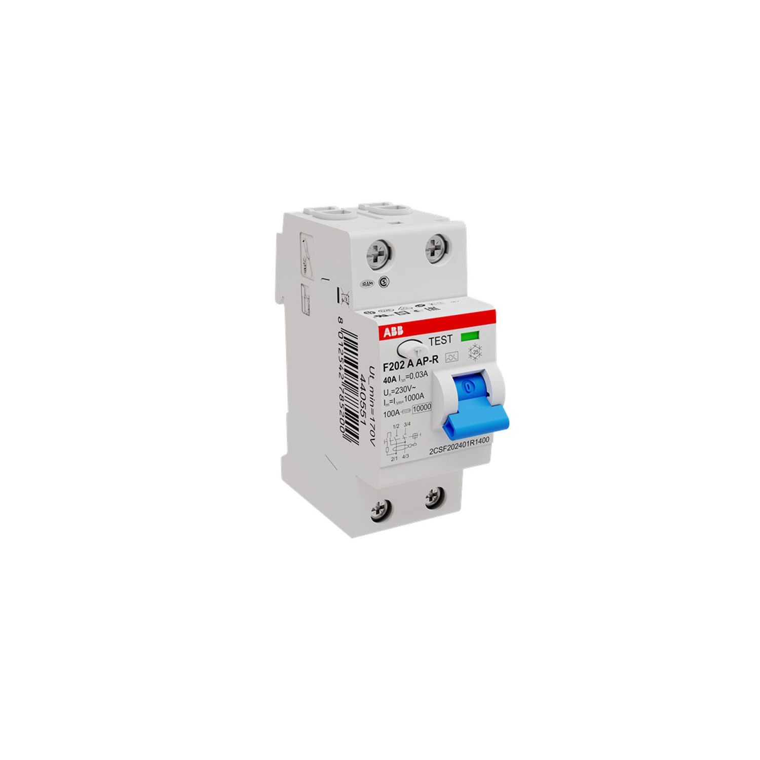 INTERRUPTOR DIFERENCIAL SUPERINMUNIZADO 2X40A 30MA A APR 2CSF202401R1400 ABB