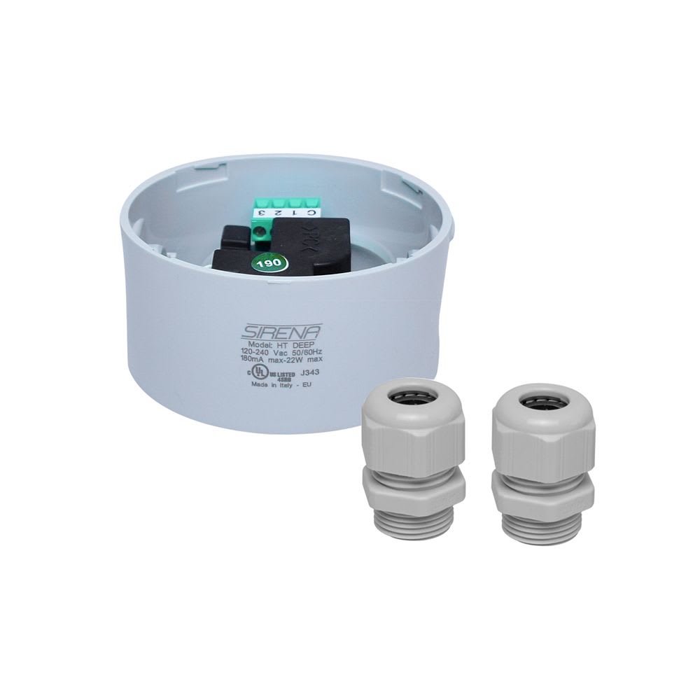 BASE PARA SOBREPONER 120/240VAC GRIS + TRANSFORMADOR DEEP HT 90369 SIRENA1