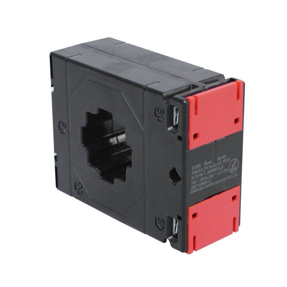 TRANSFORMADOR DE CORRIENTE PARA BARRA PASANTE 300/5A 41X11MM 10VA RISHXMER 86/40 RISHABH