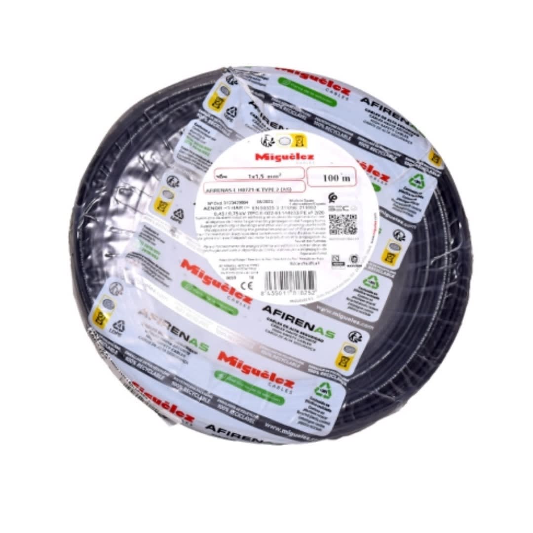 CABLE H07Z1-K 2.5MM2. 450/750V LIBRE DE HALOGENO NEGRO. CLASE 5. X ROLLO 84101 MIGUELEZ1