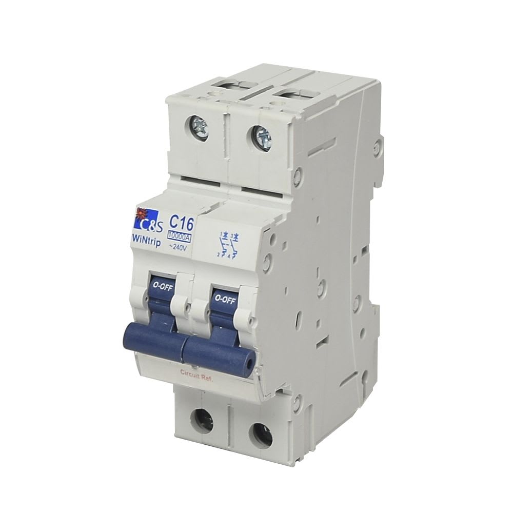 INTERRUPTOR TERMOMAGNETICO 2X16A 10KA 240/415V TIPO C DIN CSMB2C16 CONTROL SWITCHGEAR1