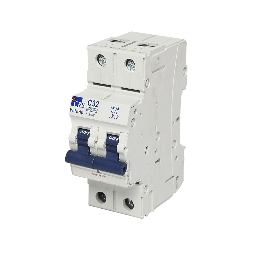 INTERRUPTOR TERMOMAGNETICO 2X32A 10KA 240/415V TIPO C DIN CSMB2C32 CONTROL SWITCHGEAR1