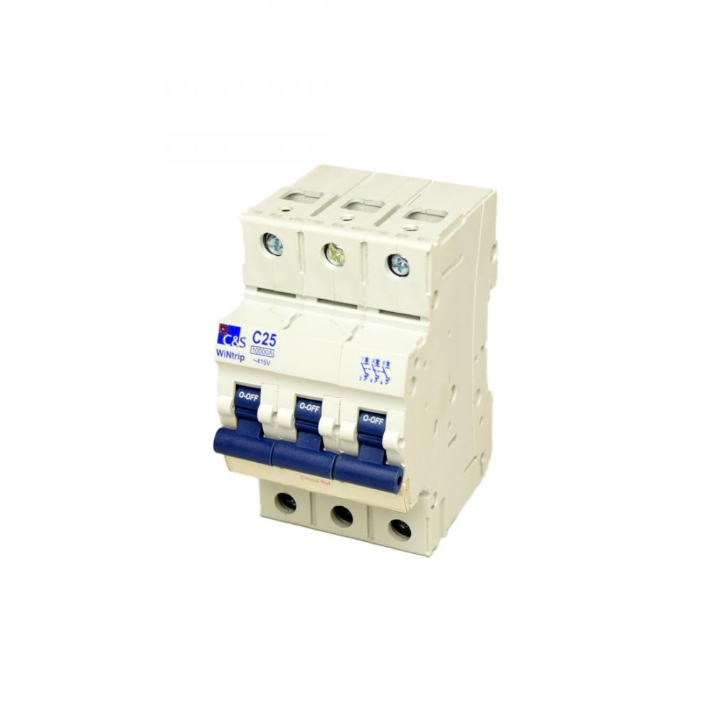 INTERRUPTOR TERMOMAGNETICO 3X25A 10KA 240/415V TIPO C DIN CSMBS3C25 CONTROL SWITCHGEAR