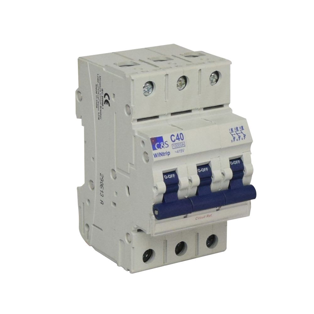 INTERRUPTOR TERMOMAGNETICO 3X40A 10KA 240/415V TIPO C DIN CSMBS3C40 CONTROL SWITCHGEAR