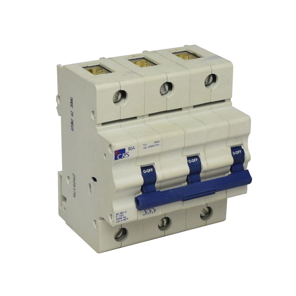 INTERRUPTOR TERMOMAGNETICO 3X80A 10KA 240/415V TIPO C DIN CSMBH3C80 CONTROL SWITCHGEAR1