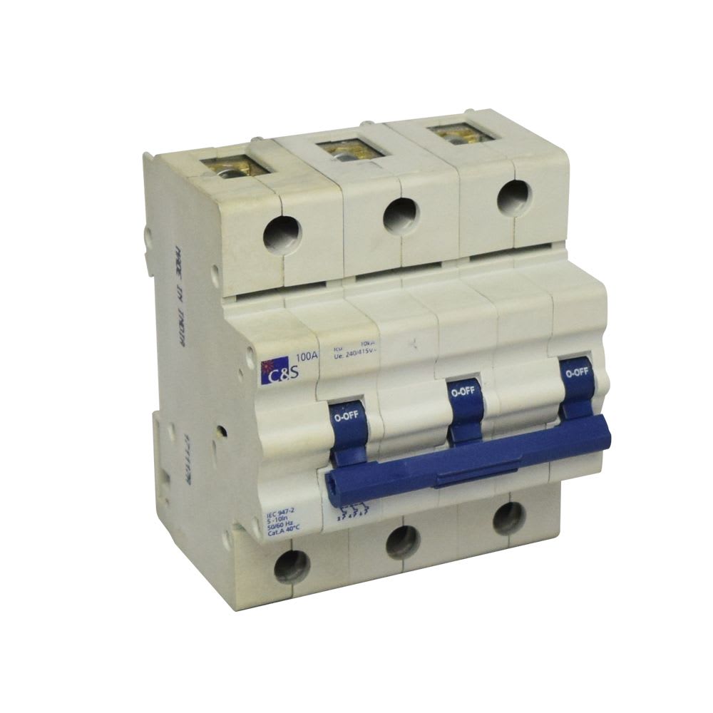 INTERRUPTOR TERMOMAGNETICO 3X100A 10KA 240/415V TIPO C DIN CSMBH3C100 CONTROL SWITCHGEAR1