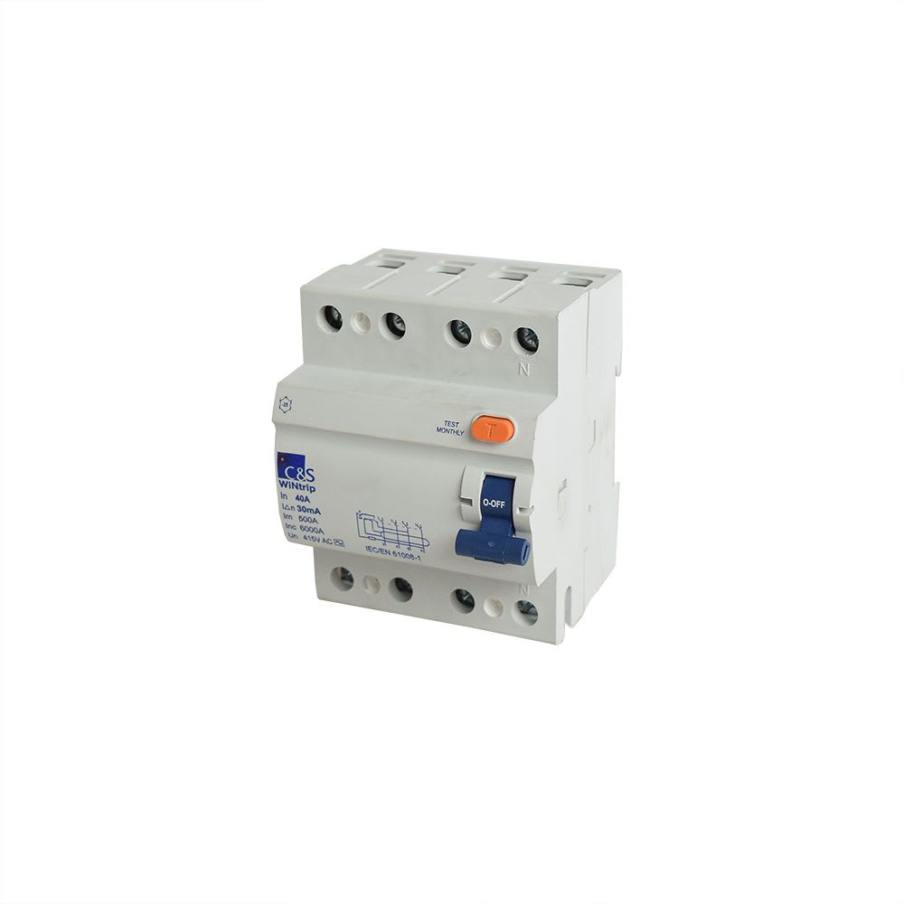 INTERRUPTOR DIFERENCIAL 4X40A 30MA 415V 4 MODULOS DIN CSRB4P40A30 CONTROL SWITCHGEAR1