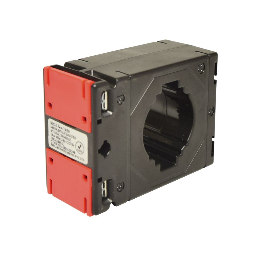 TRANSFORMADOR DE CORRIENTE PARA BARRA PASANTE 600/5A 51X12MM 10VA RISHXMER 74/50 (45) RISHABH1