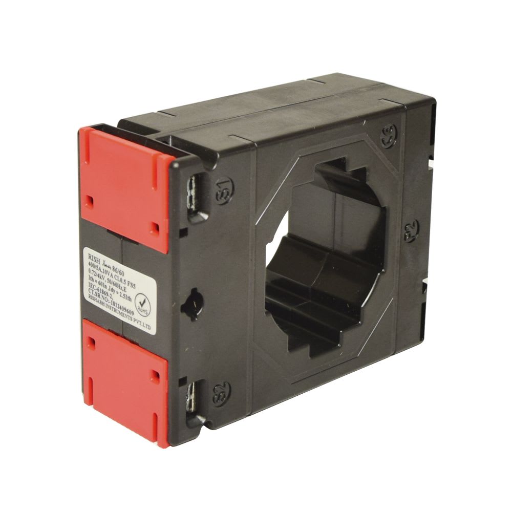 TRANSFORMADOR DE CORRIENTE PARA BARRA PASANTE 1600/5A 60X12MM 20VA RISHXMER 86/60 (45) RISHABH1