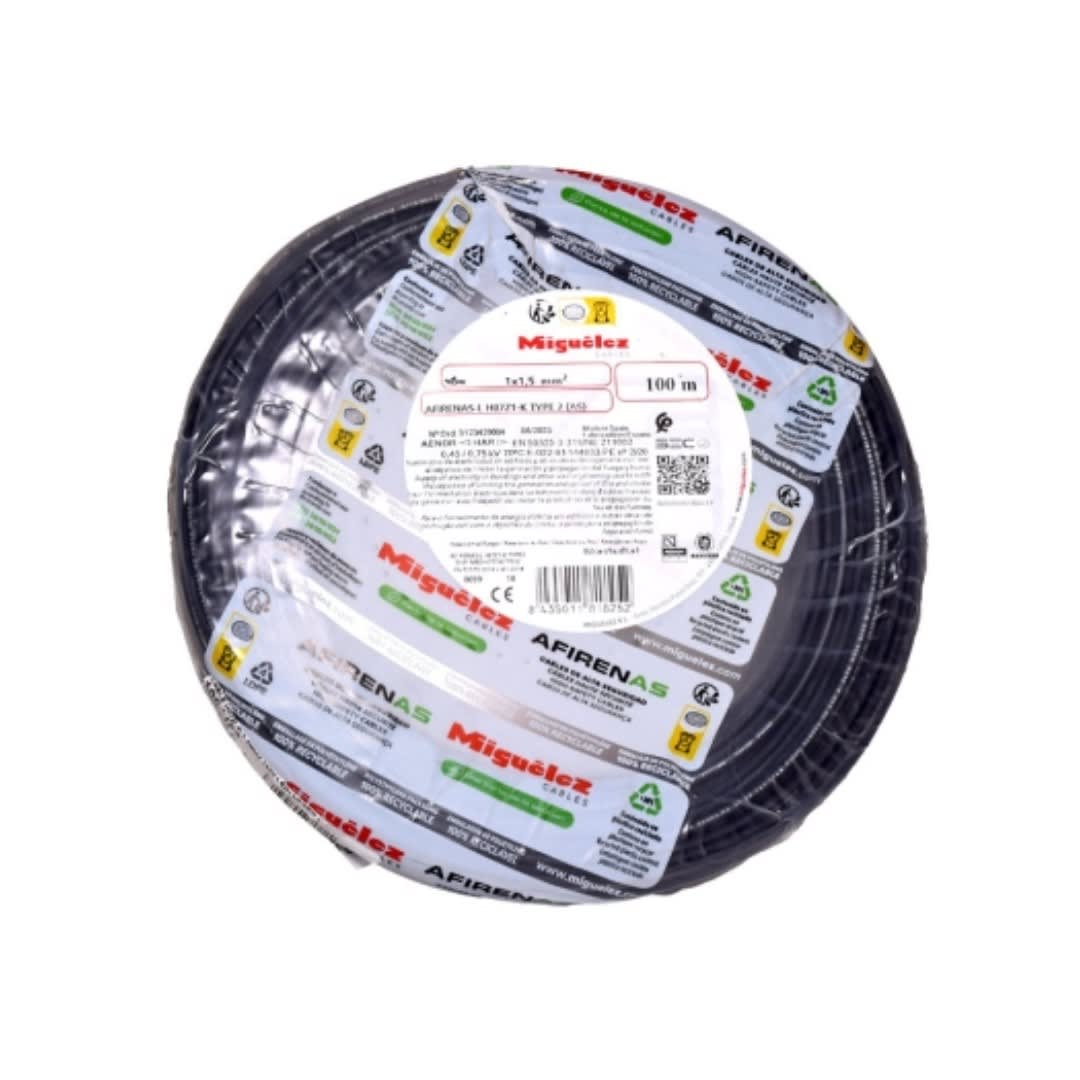 CABLE H07Z1-K 6MM2 450/750V LIBRE DE HALOGENO NEGRO CLASE 5XROLLO 84103 MIGUELEZ