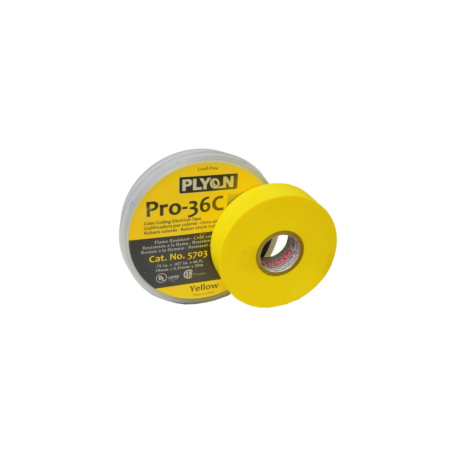 CINTA AISLANTE VINILICA PRO-36 3/4X20MTS AMARILLO 5703 PLYON1