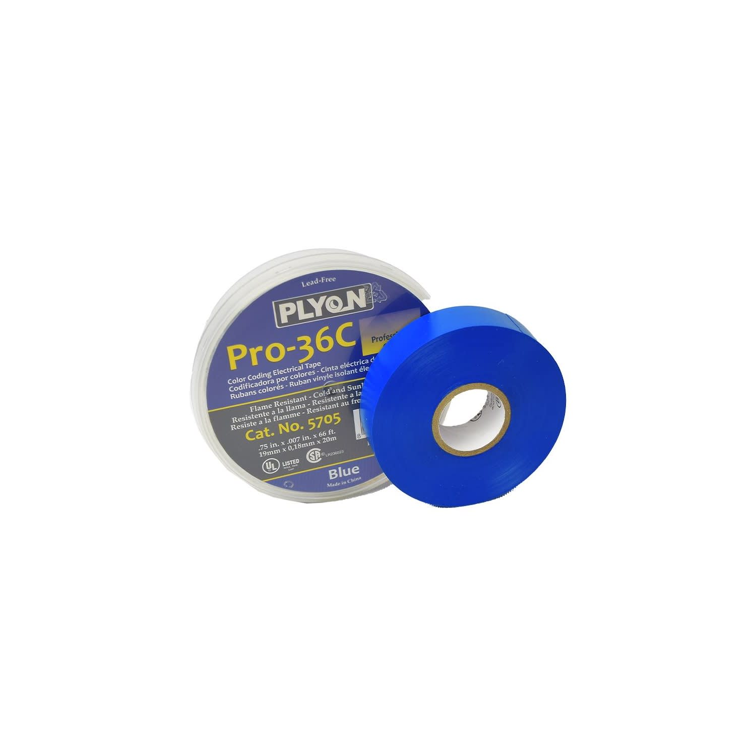 CINTA AISLANTE VINILICA PRO-36 3/4X20MTS AZUL 5705 PLYON