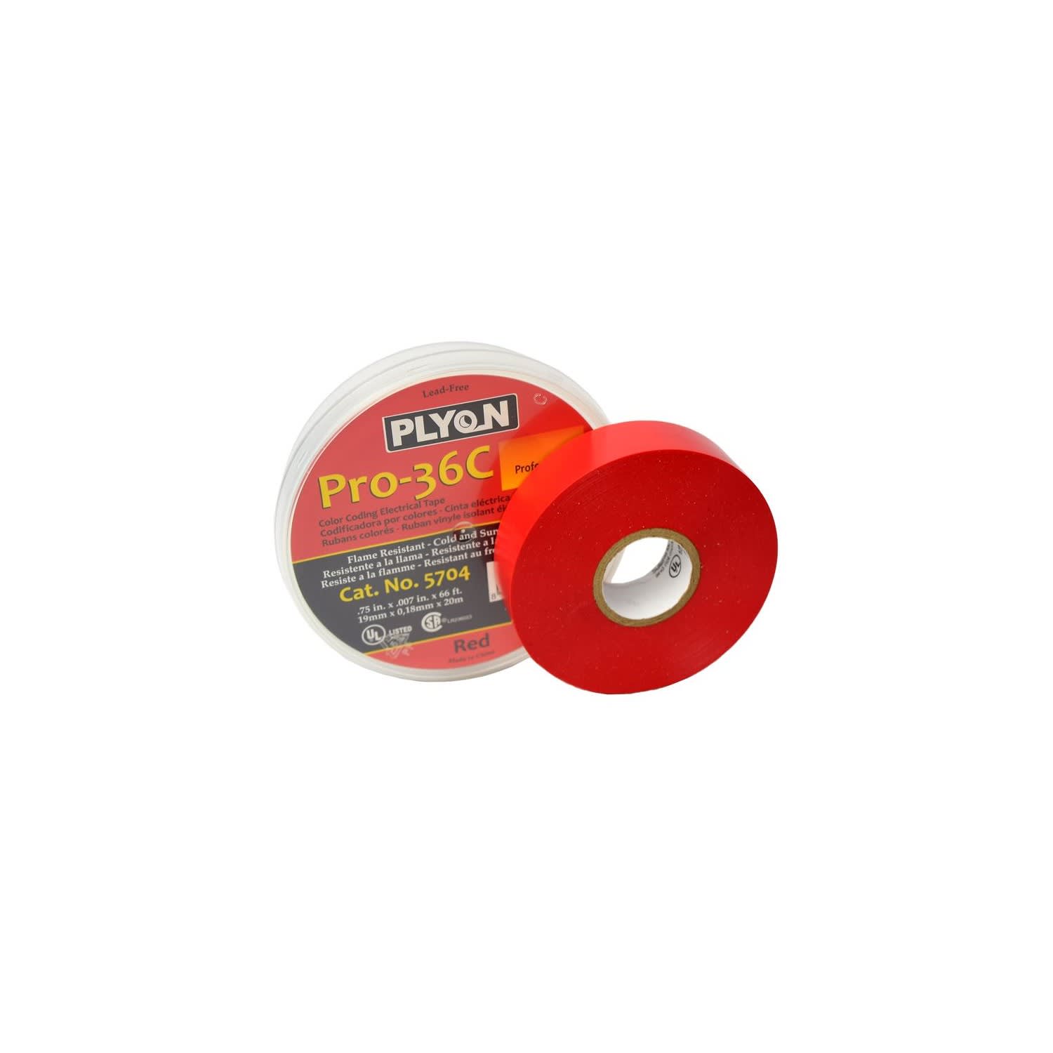 CINTA AISLANTE VINILICA PRO-36 3/4X20MTS ROJO 5704 PLYON1