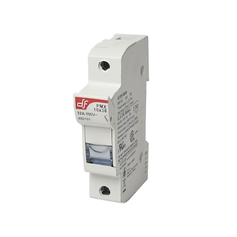BASE PORTAFUSIBLE UNIPOLAR PARA DIN 10X38MM PMX 32A 690VAC 485101 DF1