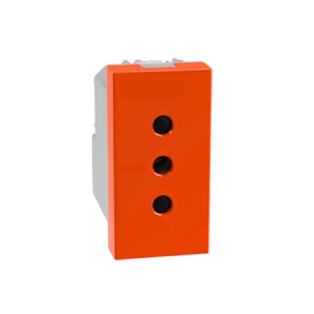 TOMACORRIENTE 2X10A+T PARA ESPIGAS REDONDAS COLOR NARANJA MOSAIC 077513N LEGRAND