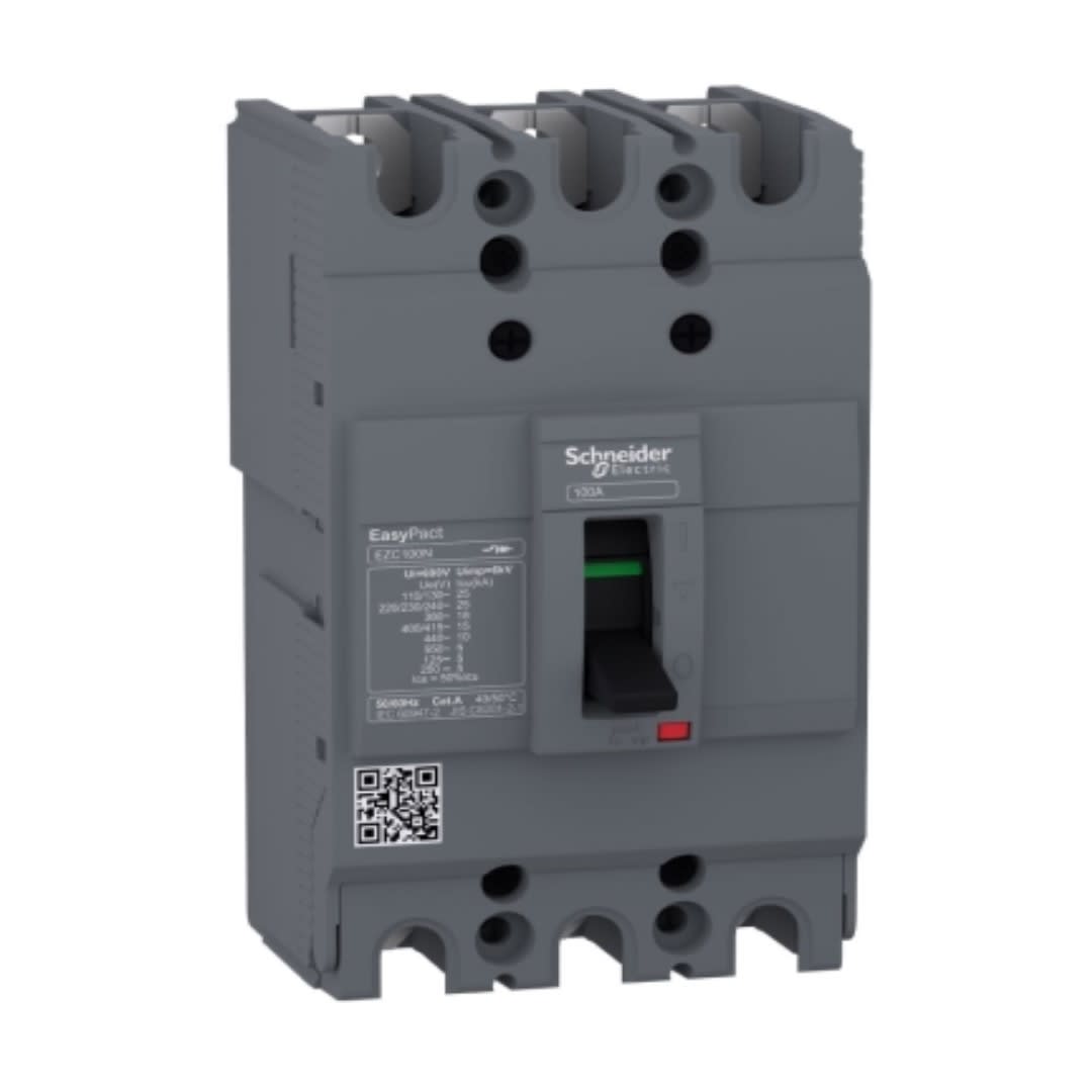 INTERRUPTOR TERMOMAGNETICO FIJO 3X80A 25/18/10KA 240/380/440V EZC100 EZC100N3080 SCHNEIDER ELECTRIC