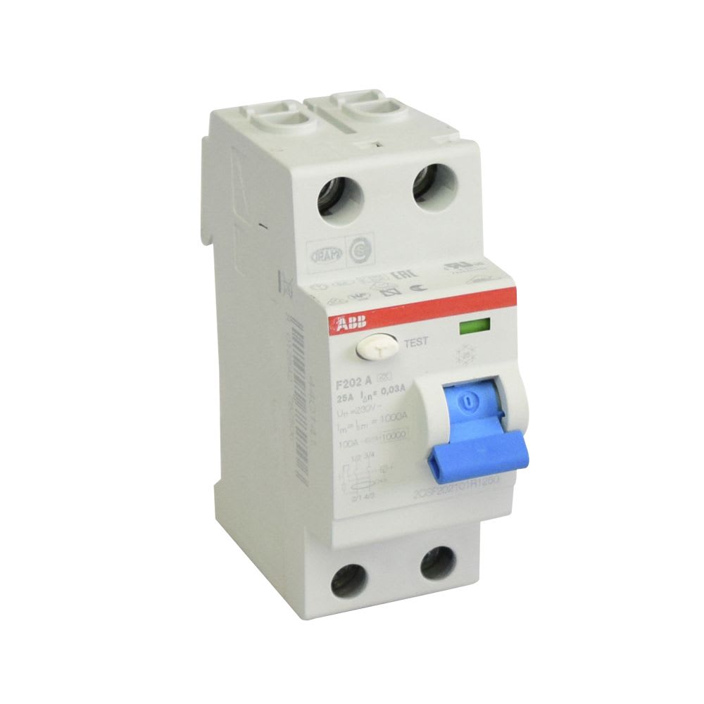 INTERRUPTOR DIFERENCIAL 2X25A 30MA 230VAC 2CSF202101R1250 ABB
