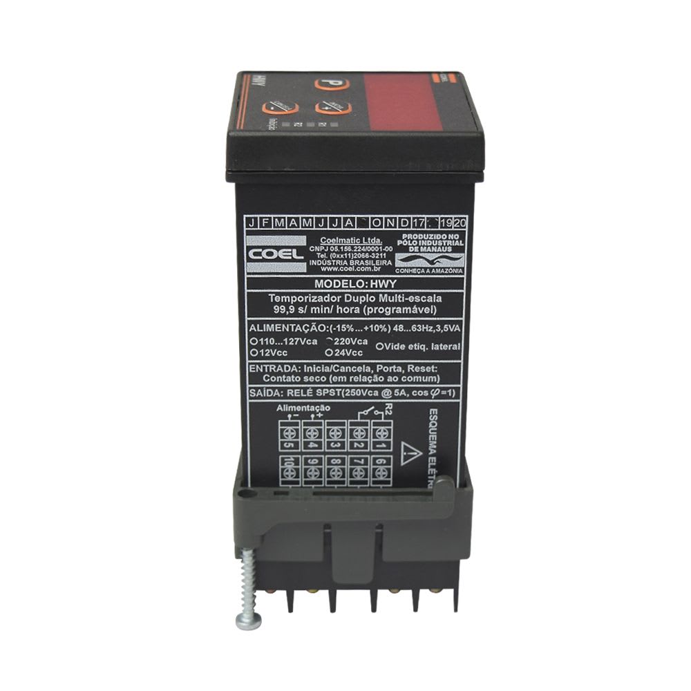 TEMPORIZADOR DIGITAL SEG/MIN/HR 100-220VAC 48X48MM 60HZ HWY 220VCA COEL