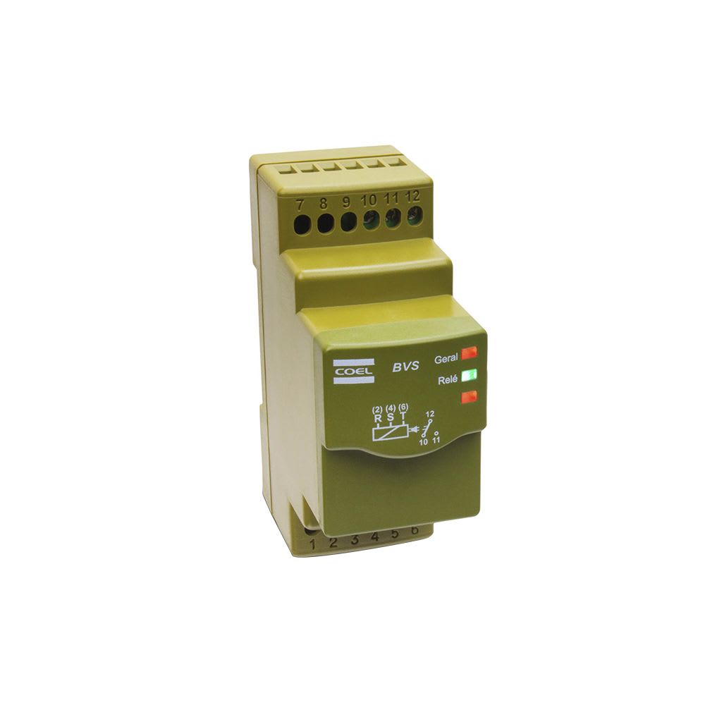 RELE DE SECUENCIA Y FALTA DE FASE TRIFASICO 208-480VAC DIN BVS1-S COEL