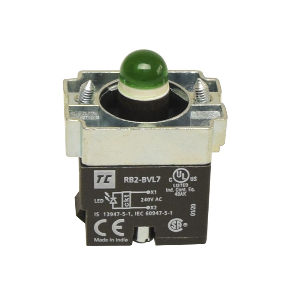 CUERPO DE LUZ PILOTO 22MM 240VAC C/LEDS VERDE RB2-BVL73 TC1