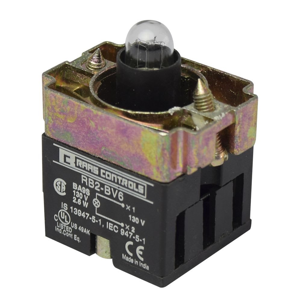 CUERPO DE LUZ PILOTO 22MM 130VAC INCANDESCENTE C/LAMPARA 2.6W RB2-BV6 TC