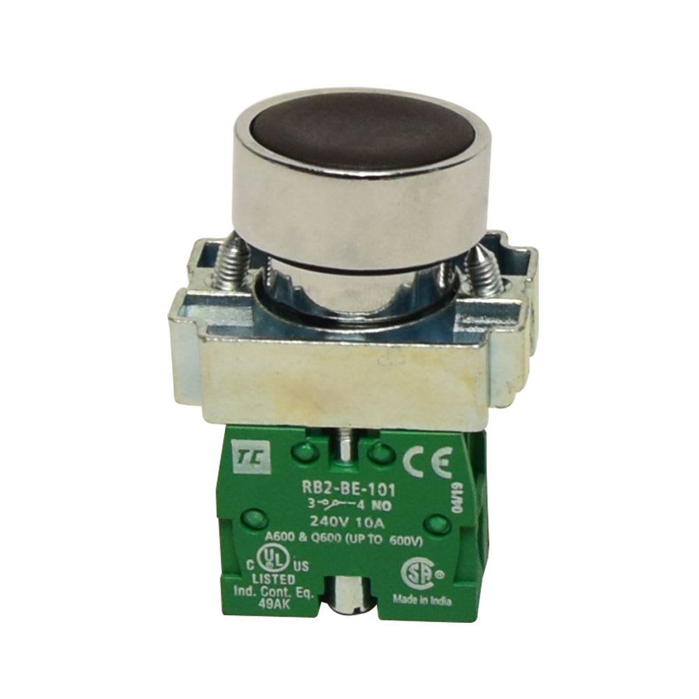PULSADOR NO LUMINOSO RASANTE NEGRO 22MM 1NA IP65 RCB2-BA21 TC