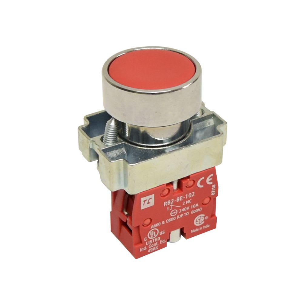 PULSADOR NO LUMINOSO RASANTE ROJO 22MM 1NC IP65 RCB2-BA42 TC1