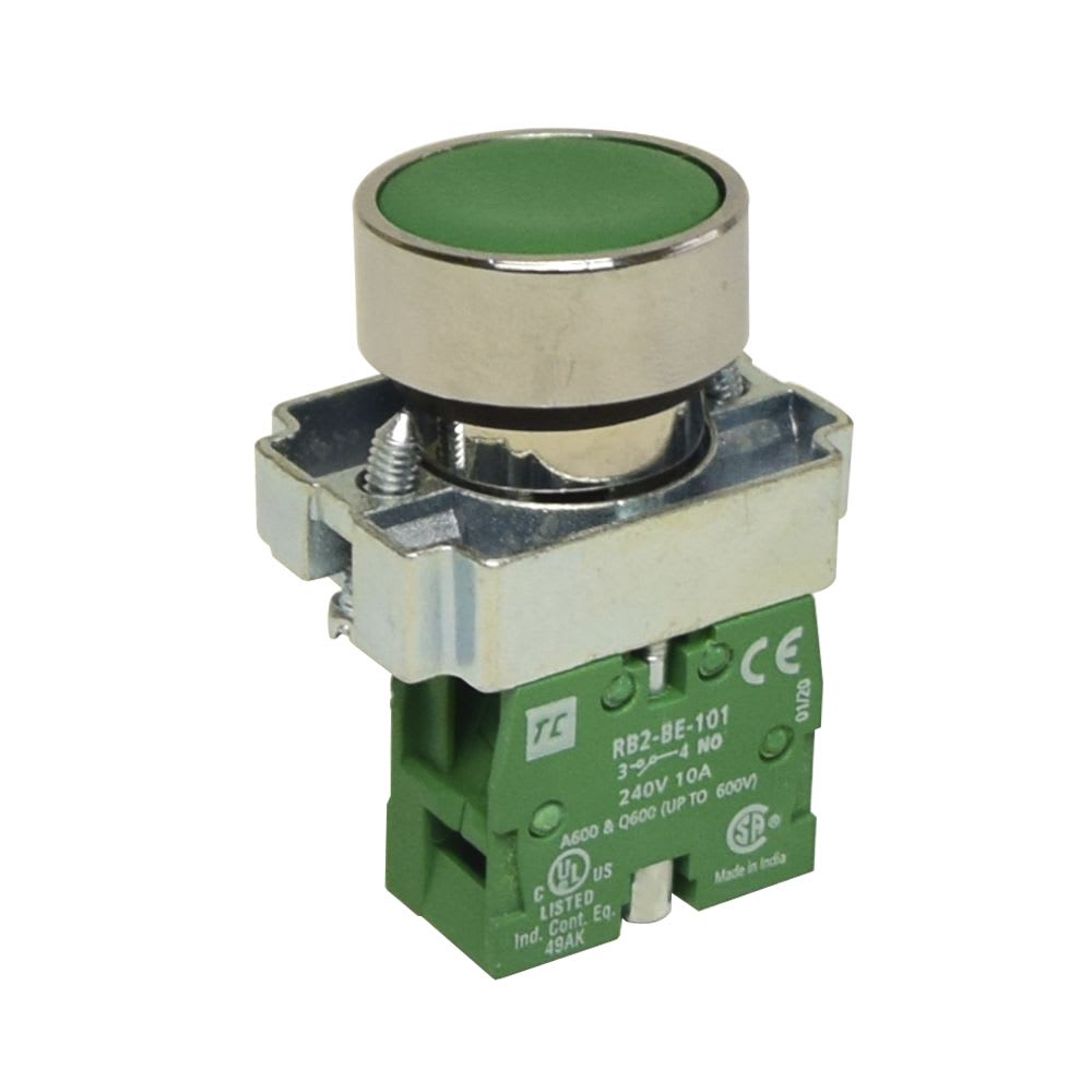 PULSADOR NO LUMINOSO RASANTE VERDE 22MM 1NA IP65 RCB2-BA31 TC