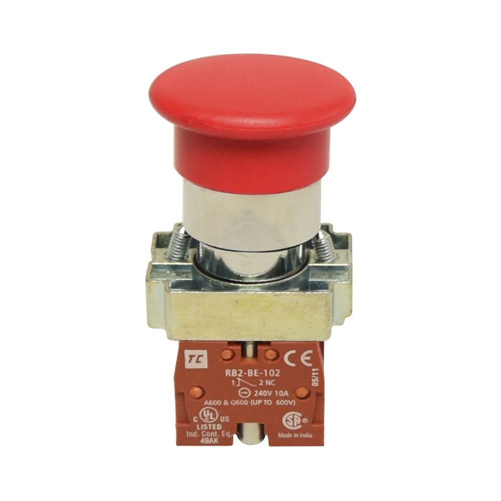 PULSADOR DE EMERGENCIA S/RETENCION 22MM-40MM 1NC RCB2-BC42 RAAS-CONTROLS2