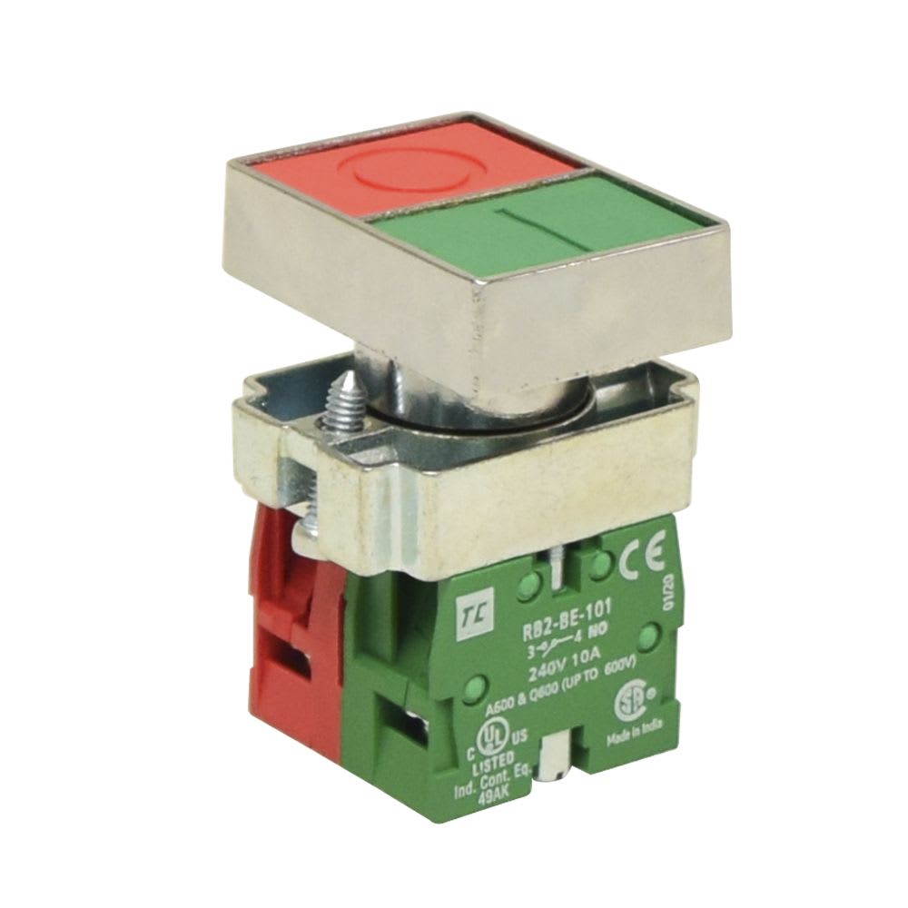 PULSADOR NO LUMINOSO DOBLE VERDE/ROJO 22MM NA+NC RCB2-BA875 TC2