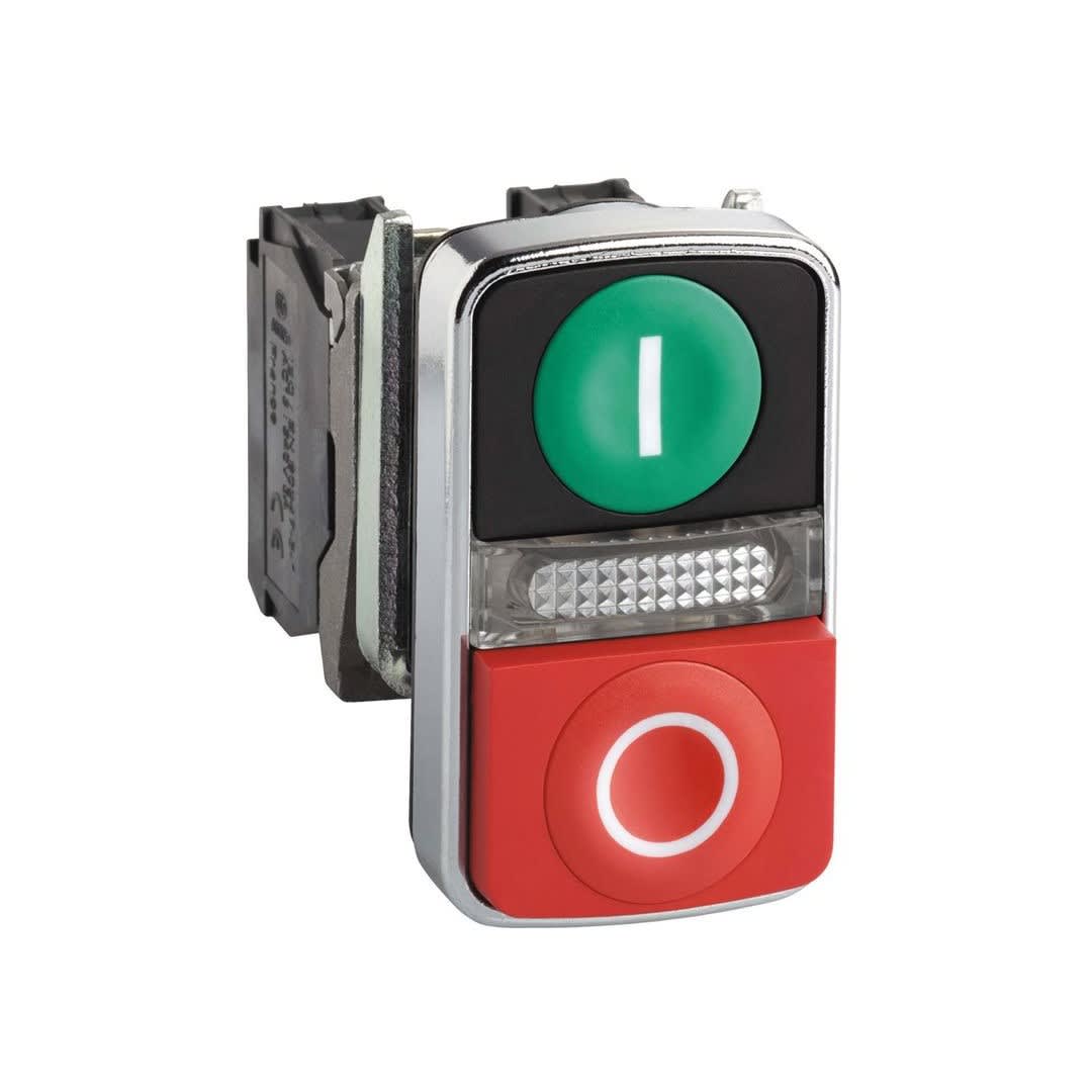 PULSADOR DOBLE LUMINOSO C/LED 220VAC CON BLOCK NA+NC XB4BW73731M5 SCHNEIDER ELECTRIC