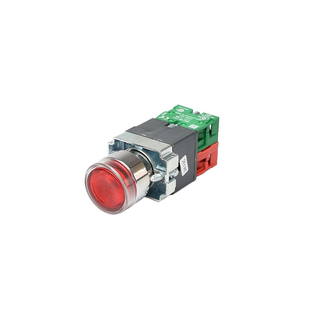 PULSADOR LUMINOSO RASANTE ROJO 22MM 240VAC NA+NC RCB2-BWL3475240VAC TC