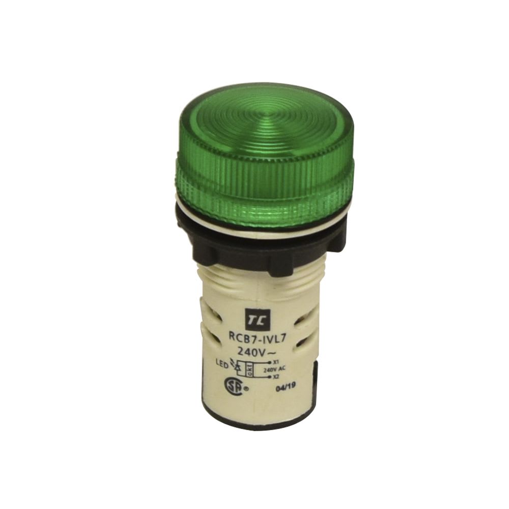 PILOTO VERDE 240VAC PLASTICO RCB7-IVL-73240VAC TC1