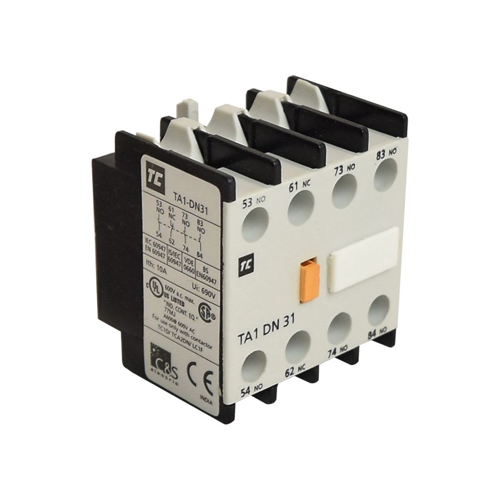 BLOCK DE CONTACTO AUXILIAR FRONTAL 3NA+1NC PARA CONTACTOR TA1-DN31 TC1