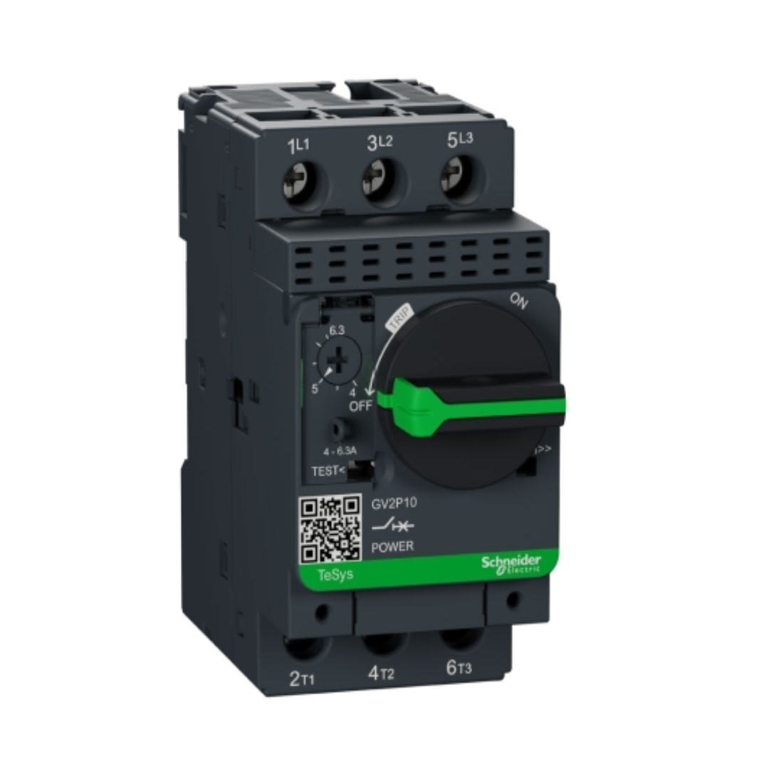 GUARDAMOTOR REGULABLE 4-6.3A 100KA 690VAC TIPO P GV2P10 SCHNEIDER ELECTRIC2