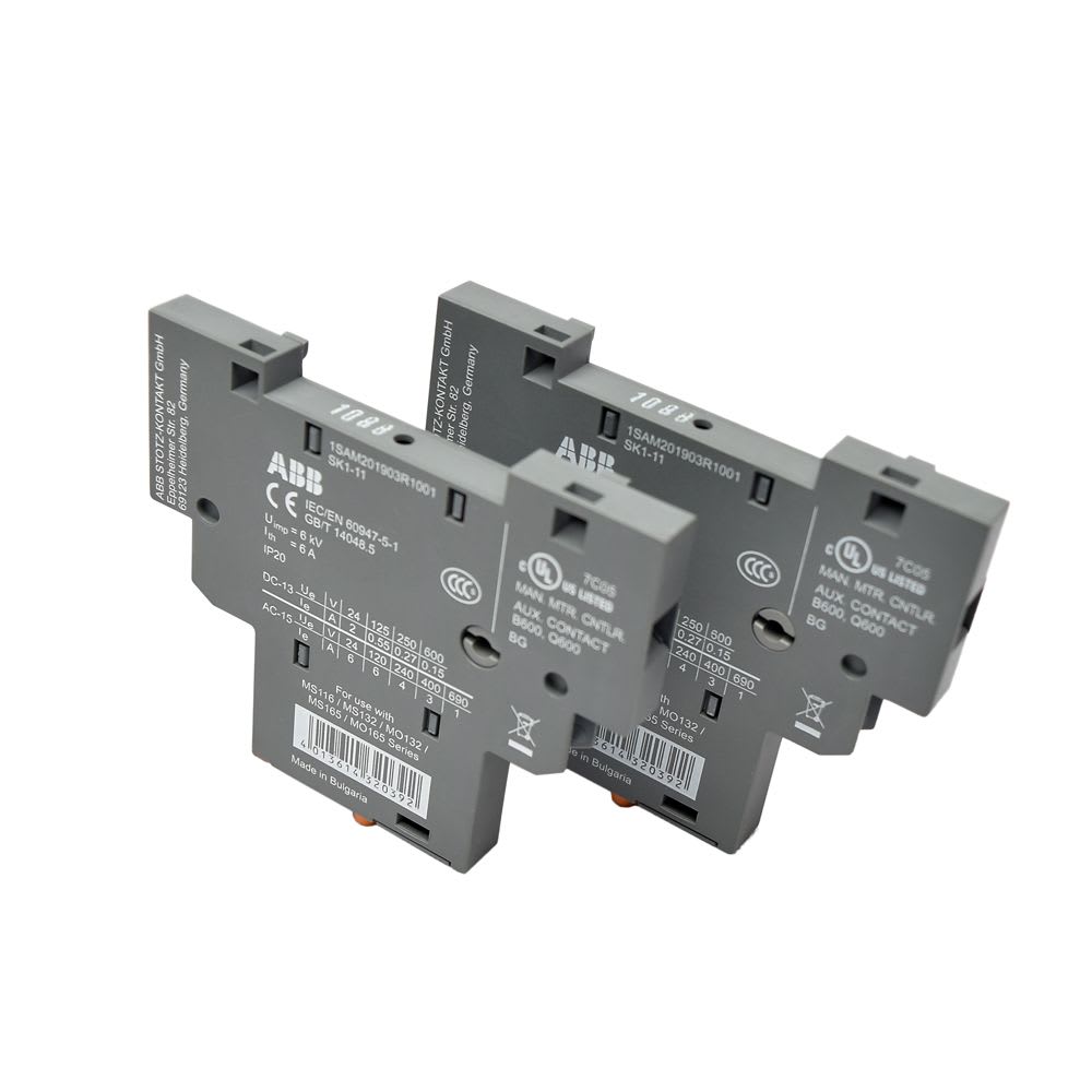 BLOCK DE SEÑALIZACION TRIPOLAR 1NA+1NC PARA GUARDAMOTOR MS116-132 1SAM201903R1001 ABB