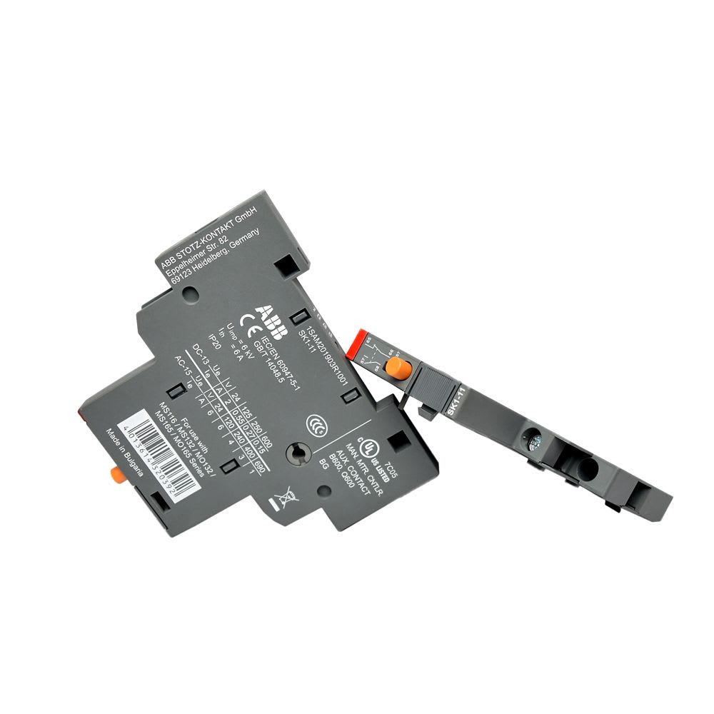 BLOCK DE SEÑALIZACION TRIPOLAR 1NA+1NC PARA GUARDAMOTOR MS116-132 1SAM201903R1001 ABB2