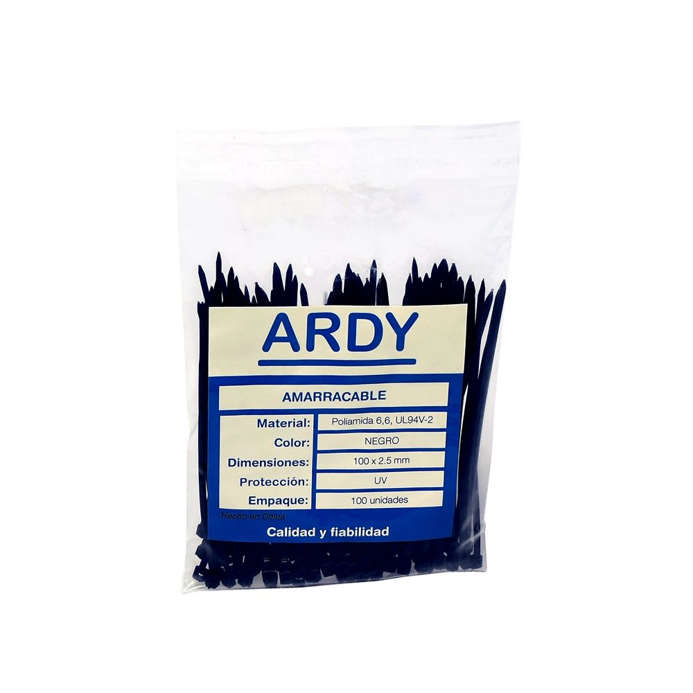 AMARRACABLE NEGRO 100X2.5MM X100UND UV 35 ARDY