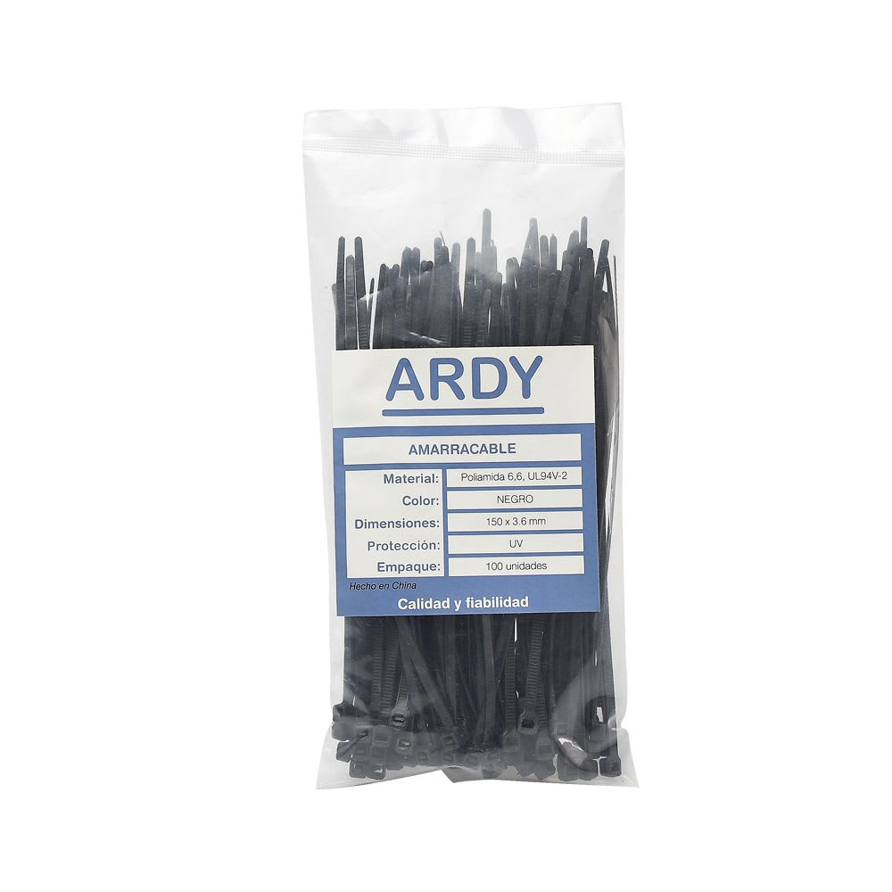 AMARRACABLE NEGRO 150X3.6MM X100UND UV GT-150IC-UV ARDY