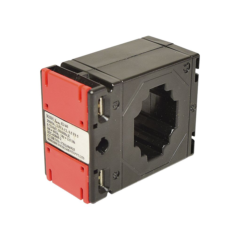 TRANSFORMADOR DE CORRIENTE PARA BARRA PASANTE 250/5A 40X10MM 2.5VA RISHXMER 62/40 RISHABH