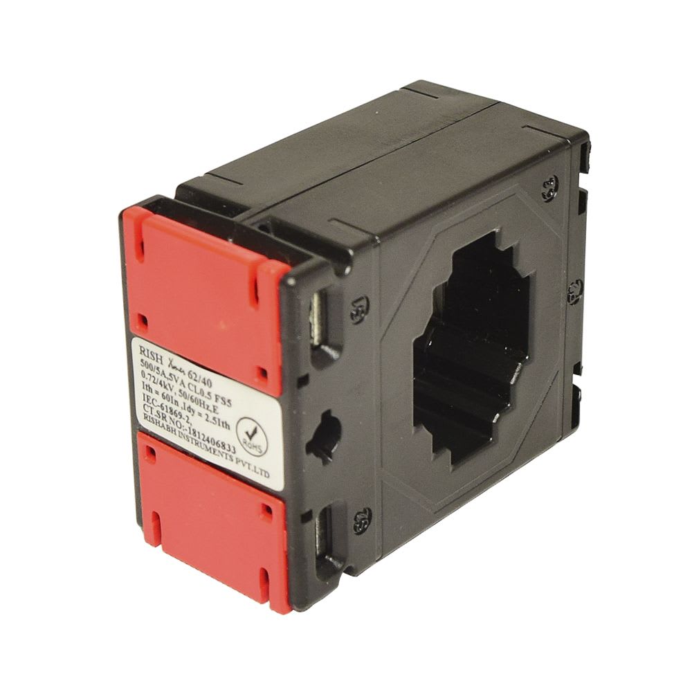 TRANSFORMADOR DE CORRIENTE PARA BARRA PASANTE 300/5A 40X10MM 5VA RISHXMER 62/40 RISHABH
