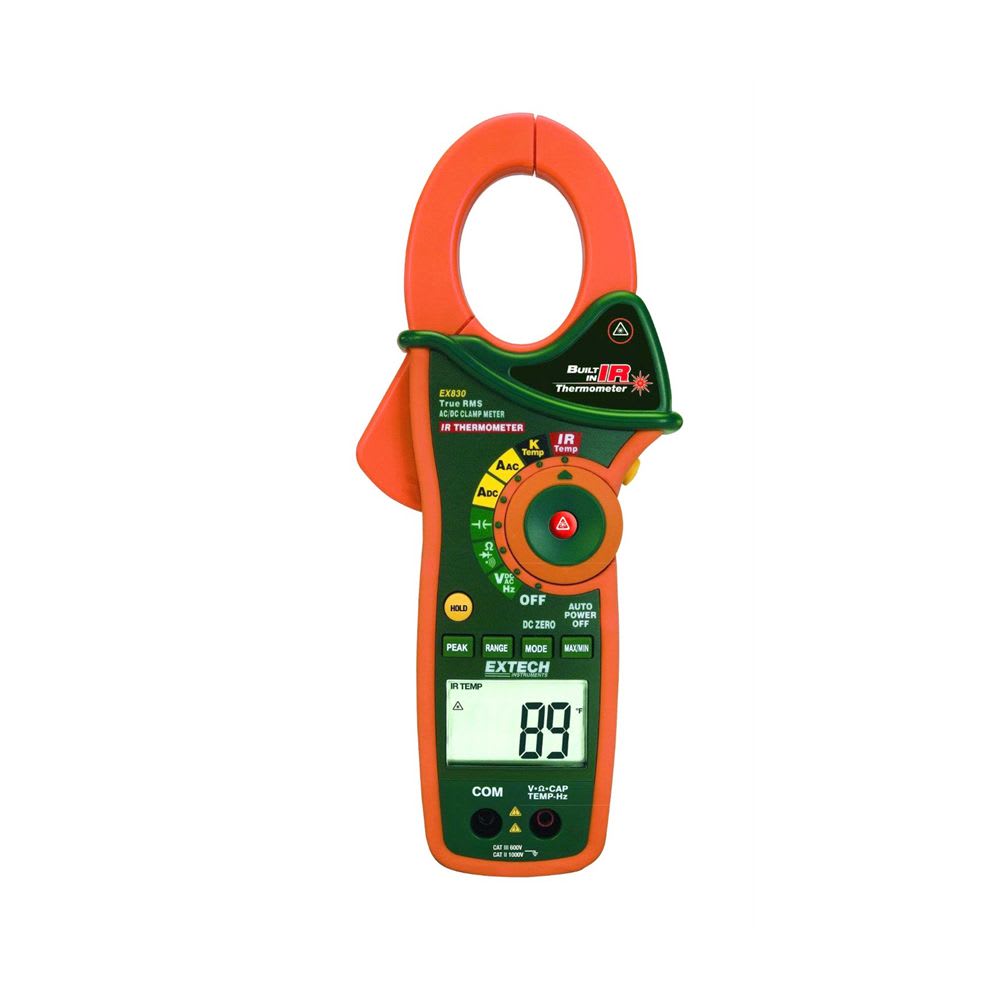 PINZA AMPERIMETRICA DIGITAL 1000AAC/DC 600AC/DC 40MOHMS TRMS EX830 EXTECH