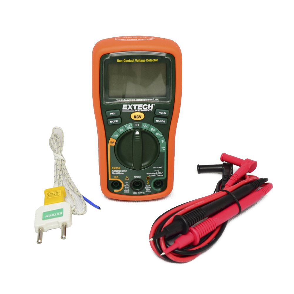 MULTIMETRO DIGITAL 600VAC/DC 10AAC/DC 40MOHMS NCV EX330 EXTECH1
