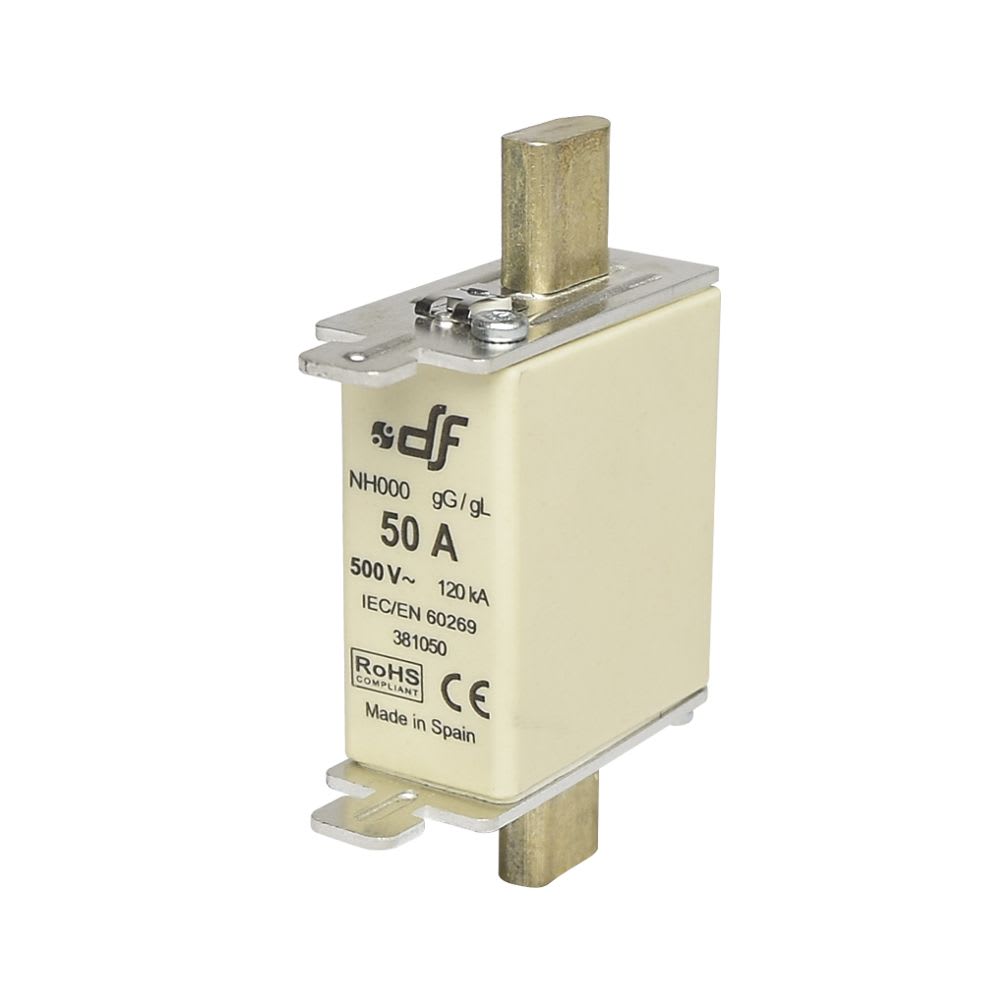 FUSIBLE NH-000 50AX500VAC ICC:120KA C/INDICADOR FALLA GL-GG 381050 DF1