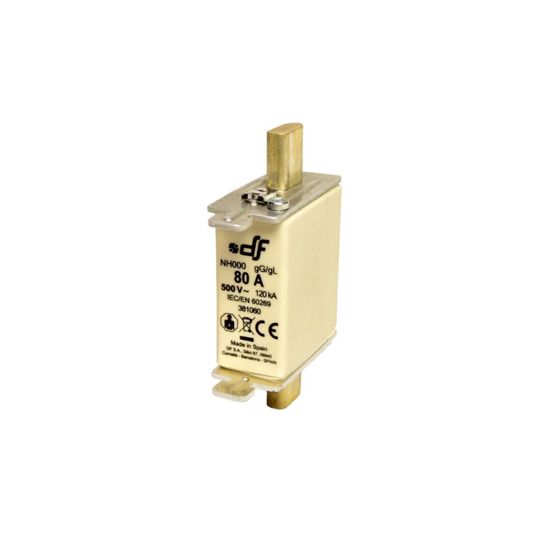 FUSIBLE NH-000 80AX500VAC ICC:120KA C/INDICADOR FALLA GL-GG 381060 DF