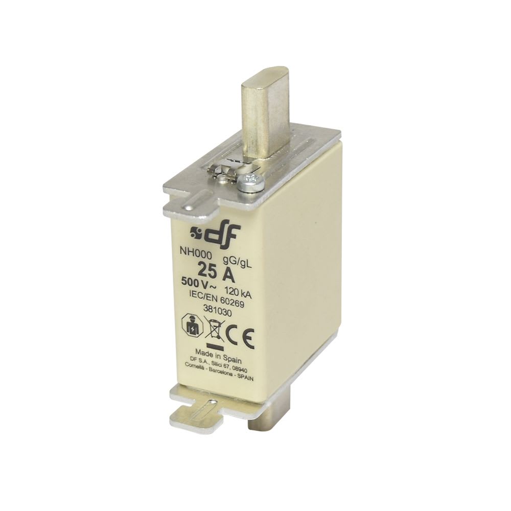 FUSIBLE NH-000 25AX500VAC ICC:120KA C/INDICADOR FALLA GL-GG 381030 DF