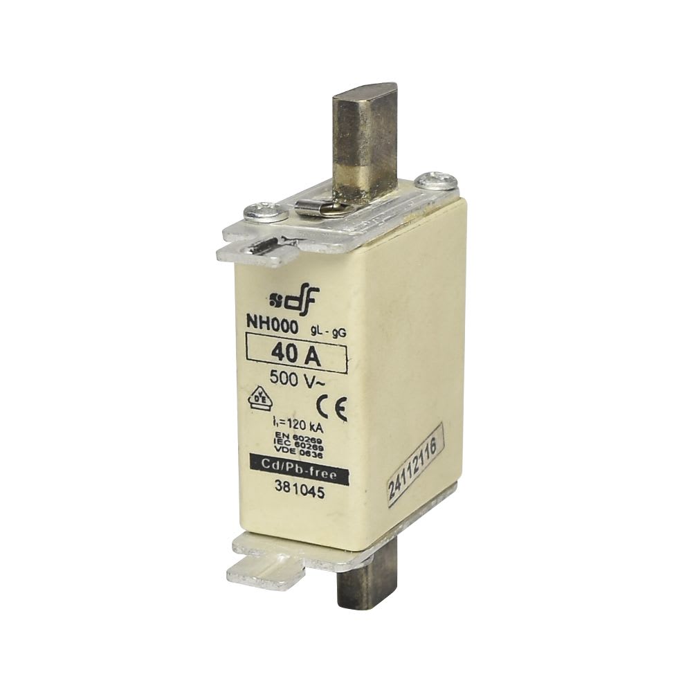 FUSIBLE NH-000 40AX500VAC ICC:120KA C/INDICADOR FALLA GL-GG 381045 DF