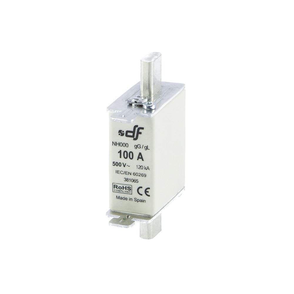 FUSIBLE NH-000 100AX500VAC ICC:120KA C/INDICADOR FALLA GL-GG 381065 DF1