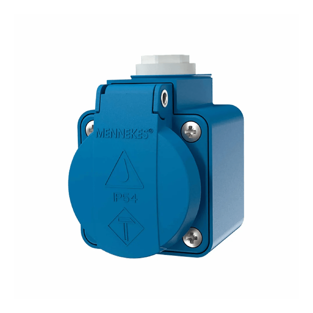 TOMA VISIBLE SCHUKO AZUL 16AMP 2P+T 250V IP54 MENNEKES1